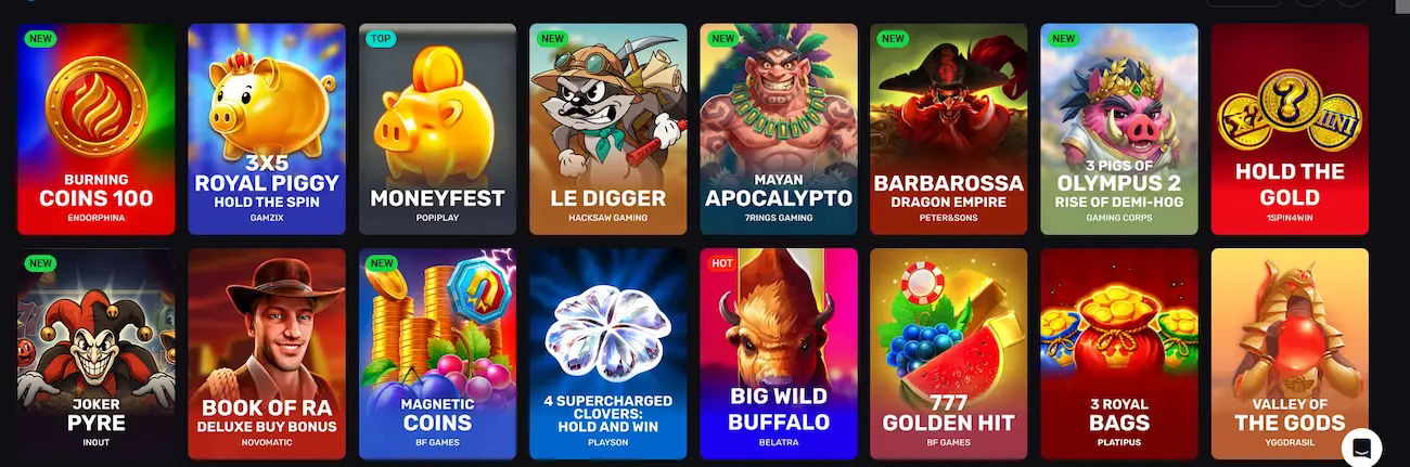 Luckyvibe pokies catalogue with filtered sections for Megaways, bonus-buy and jackpot titles